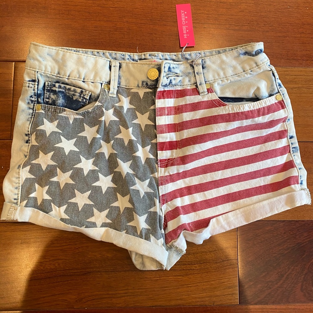 High rise American flag shorts